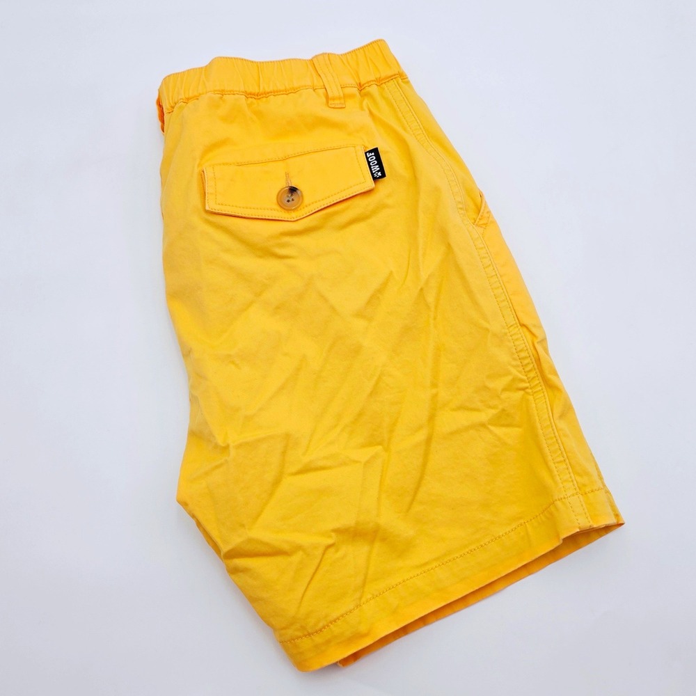 WOOF Mens Chino Shorts Size M Yellow Stretch Cotton Mesh Lined Casual Summer